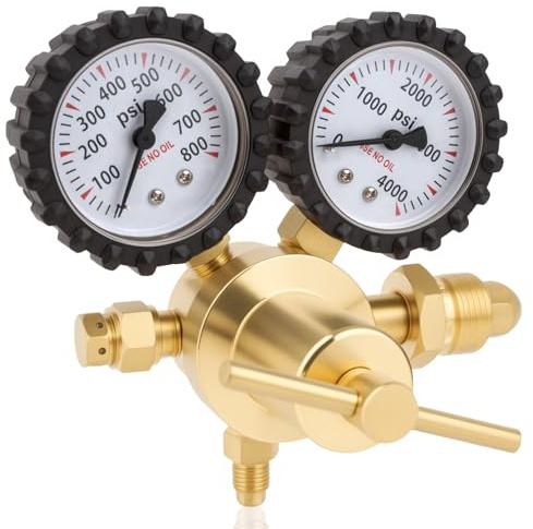 Beaiguna Nitrogen Regulator, 0-800PSI Nitrogen Regulator HVAC with CGA580 Inlet, 1/4 Male Flare Outlet Connection, Nitrogen Tank Regulator for HVAC Purging, Leak Checking, Pressure Testing, Welding