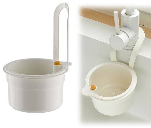 Sieb für Spülbecken, Multi-functional Spülbecken Sieb, Siebkorb Spüle Drain Basket, Wasserhahn Hängender Filterkorb, Küchenspüle Abfluss Korb für Waschen Organizer (Weiß 1 Pcs)
