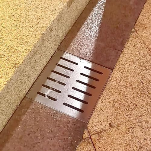 Canaletta Scolo Acqua Piovana Copertura per Scarico Doccia Quadrata 4x4/6/12, Griglia di Scarico a Griglia per Bagno Seminterrato, Sostituzione Deviatore Fognario a Pavimento in Acciaio Inox(15x15x2cm
