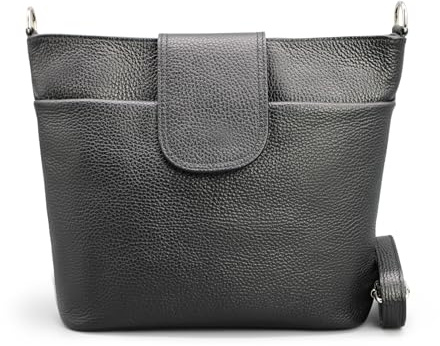 Adel Bags SARA Damen Umhängetasche Echtleder Handgefertigt Crossbody Bag | Damen Schultertasche mit verstellbarem Ledergurt, Magnetverschluss & Reißverschluss, 5 Fächer, Wasserabweisend, Made in Italy