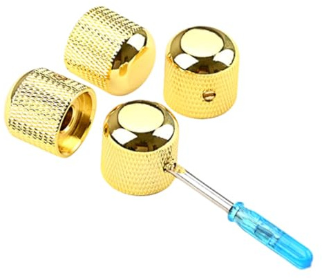 BAZEITFLOW 4 Stück Metall Gitarrenknöpfe Bass Volume Potiknöpfe Langlebig Robust Kompatibel für Gitarre Bass Praktische Lautstärkeregelung