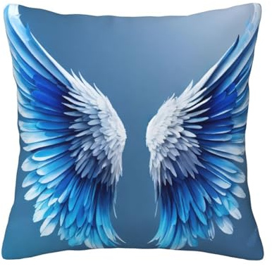 Fundas de cojín cuadradas con estampado de alas de ángel, respetuosas con la piel, transpirables, versátiles