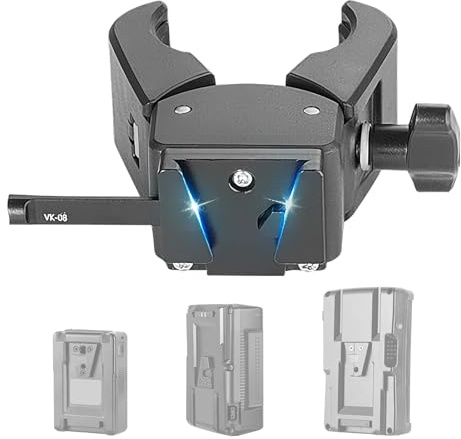 ZHUMCCY Pinza de Batería con Montura V,Soporte de Batería con Bloqueo V - Soporte de Clip Ajustable para Operadores de Cámara Equipos de Cine Independiente Fotógrafos de Eventos Creadores de