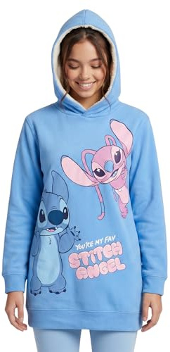Disney Stitch Vestido Niña, Sueter Sudadera Vestido Diseño Stitch y Angel, Regalo para Niñas, Talla 6 Años | Azul