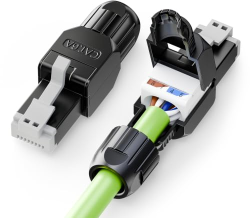 LEENUE Connecteur RJ45 Sans Outil Cat6A,10 Gbit/S 500 MHz, Lot de 2, noir | Enrobé D'or Fiche RJ45 Sans Outils Pour Câble de Pose Cat 6A Cat6, Compatible câbles de pose 23-26 AWG, RéUtilisable