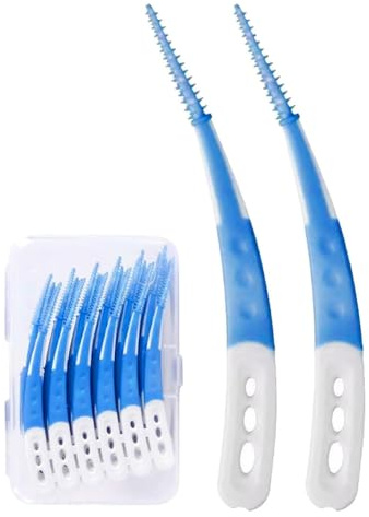 FUGLUS 60 Stück Interdentalbürsten,Silikon Zahnzwischenraumbürsten Dentalbürsten mit Box,Zahnsticks,Zahnreinigung Zwischenräume,Tragbarer Dual-Use Zahnseide Stick für Zahnreinigung Zwischenräume