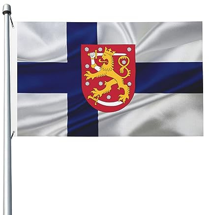Bandiera Da Giardino Coat Of Arms Of Finland Bandiera Verticale Antivento Garden Flag Colore Vivido Bandiera Da Cortile Per Esterno Festival Feste 90X152CM