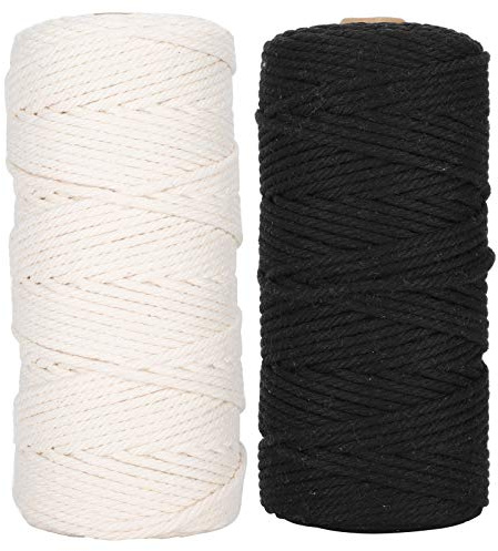 Lmrysalque 2 uds 3mm hilo de encaje de alambre trenzado cuerda de algodón Natural de una sola hebra para anudar ganchos