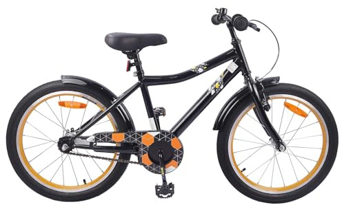 vidaXL Barncykel 20 Tum för 6-11 år gamla Svart, Klassisk Barncykel, Justerbara Handtag & Säte, Unga Ritt, Cykling För Roliga Road Trips
