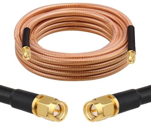 XRDS -RF RG8X SMA Extension Cable, Low Loss SMA Male to SMA Male Coaxial Cable, High-Density Braided Copper 50 Ohm Coax for WiFi Antenna, 4G 5G LTE Gateway, Router, Ham Radio 20FT