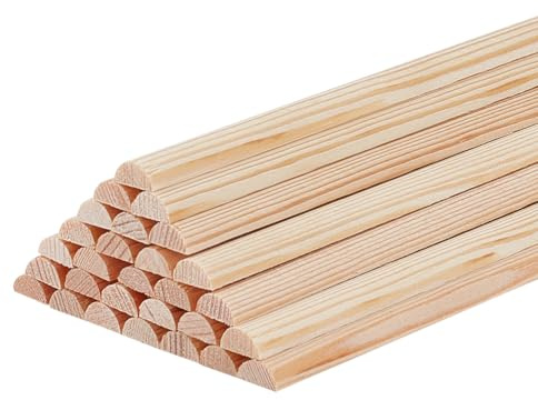 Slätade träpinnar, Halvrunda träpinnar paket med 30, 3,5 mm tjocka, 7 breda, flera längder(301x7mm)