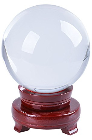 LONGWIN Bola de adivinación de cristal grande de 120 mm con soporte de madera