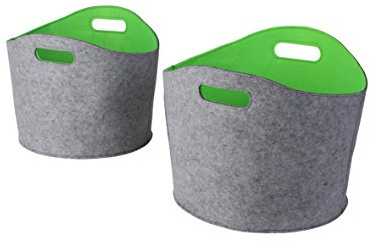 Kamino-Flam Allzweckkorb-Set 2tlg. in Filzoptik, grau/grün, in 2 Größen