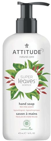 ATTITUDE Liquid Hand Soap, EWG Verified, Plant and Mineral-Based, Vegan Personal Care Products, Vine Leaves and Pomegranate, 473 mL