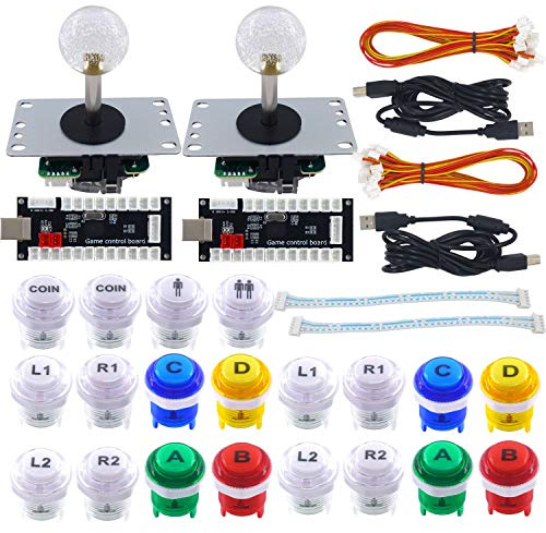 SJ@JX Arcade Game DIY Kit 2 Player Zero Delay USB Encoder Button Joystick Controller für Retro Raspberry MAME Jamma NES PC Windows