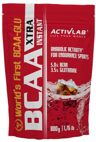 Activlab BCAA Xtra INSTANT 800g, Aminosäuren 2:1:1, 5000mg, 3,5g Glutamin, vor und nach dem Training, Muskelregeneration, 50 Portionen, Cola
