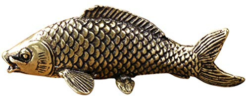 BESPORTBLE Chinesische Feng Shui Fisch Statue Figur Figur Messing Arowana Goldenen Fisch Reichtum Glückliche Schatzskulptur Desktop Ornament für Home Office Dekoration Geschenke Golden