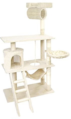 Wiltec klösträd, beige, sisal, 141 cm, kattklösträd, katträd, lekträd, klätterträd