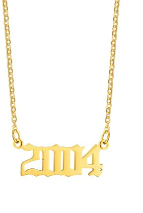 Skcess Halskette für Freundin, Halskette Damen Kette Damen Gold Jahreszahl Damen Halskette Edelstahl anhänger Halskette Geschenk Ideen für Frau