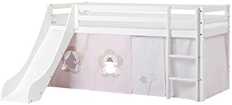 Hoppekids ECO Dream Hochbett mit Rutsche | 90x200 | Märchenhaftes Blumenthema | Mit passende Matratze | Das Nordische Umweltzeichen | FSC®-zertifiziertes massives Kiefernholz