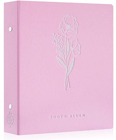 Lanpn Album Fotografico 10x15 400 con Tasche, Biancheria Porta Foto Album Portafoto Verticale Tascabile Tasca Rosa