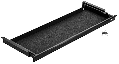 CAVO Dokumentenschublade aus Stahl 850 mm schwarz mit Kabeldurchführung | abschließbar Unterbauschublade für Tische von SOTECH