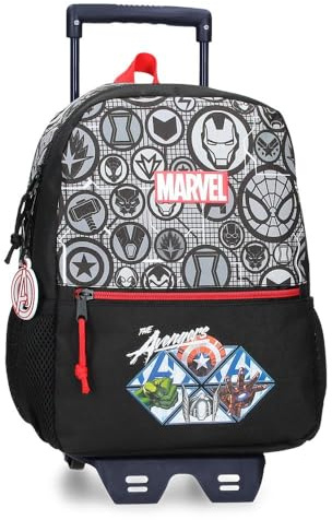 Marvel Avengers Los Vengadores Heroes Mochila Adaptable a Carro Negro 25x32x12 cms Poliéster 9,6L