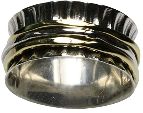 Drehring aus 925er Silber mit Messing, Größe:59 (18.8 mm)