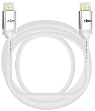 Ekon cavo HDMI ethernet 2.1, maschio maschio, 3 metri, risoluzioni 8K Ultra HD e 3D, copri connettori, per TV, proiettori, laptop, PC, MacBook, PlayStation, Nintendo Switch, bianco