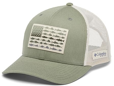 Columbia Unisex PFG Fish Flag Mesh Snap Back, Cypress/Fossil, One Size