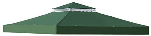 DXDRT Pavillondach Ersatzdach 3x3M,Doppelte Ersatzdach für Pavillon mit Entlüftungs und Entwässerungslöchern,Wasserdicht Ersatzbezug Pavillonabdeckung,Gute Luftzirkulation(Nur Oben),Grün