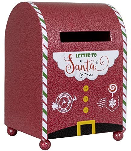 Christmas Paradise Weihnachtlicher Deko Briefkasten aus Metall 19cm Rot Mailbox