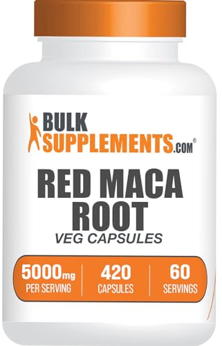 BulkSupplements.com Red Maca Capsules - Maca Supplement, Red Maca 5000mg, Red Maca Root - Vegan & Gluten Free, 7 Capsules per Serving, 420 Count (Pack of 1)
