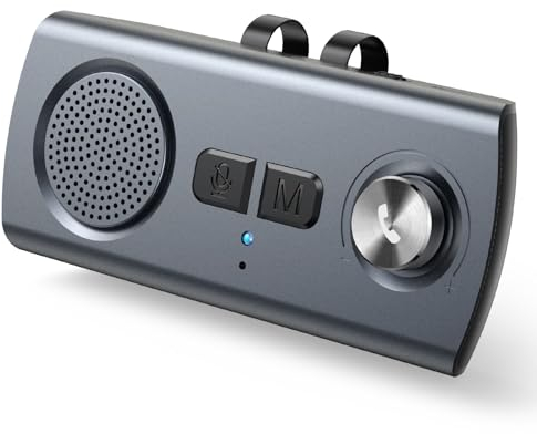 AGPTEK Vivavoce per Auto Bluetooth 5.3 con Siri, Assistente Google, Kit per Auto con Altoparlante Wireless con Slot per Scheda TF, Supporta la Connessione di 2 Telefoni Contemporaneamente