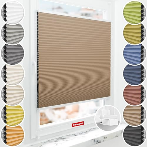 Schuette® Wabenplissee ohne Bohren ● Blackout x Honey ● Maple Wood (Braun) ● 160x120cm (Breite x Höhe) ● Suprafix Klemmhalter X ● 60 Sekunden Montage