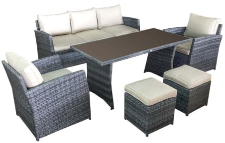 DEKO VERTRIEB BAYERN Luxus Premium Garten Lounge Set Möbel grau Essgruppe Sitzgruppe Polyrattan NEU inkl. Spedition