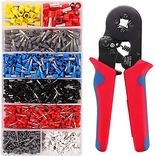 MMOBIEL 1250 pièces Kit d'outils de sertissage de cosses AWG23-7 - Ensemble d'outils de sertissage de Fils Professionnel à cliquet Auto-Ajustable avec connecteurs