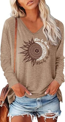 Teesho T-shirt élégant/tunique à manches courtes pour femmes, haut long décontracté à mancherons, pour l’été, le sport, L