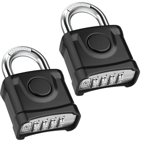 Candado con Combinación, [Grande] [2PCS] Diyife Candado Combinacion de 4 Dígitos, Desbloqueo con un Clic, Impermeable Candado Seguridad Exterior para Portales Jardín, Garaje, Escolar Trasteros Sotanos