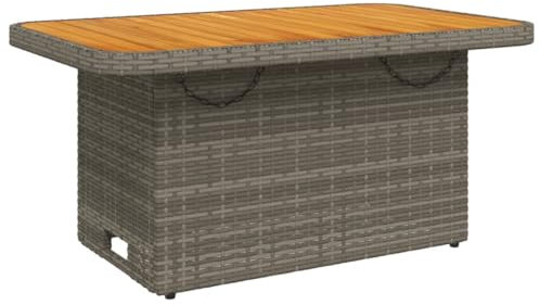 HETFTJN Campingtisch Set Balkontisch Klein Stehtisch Outdoor Loungetisch Outdoor - Gartentisch Grau 90x55x71 cm Poly Rattan und Akazienholz für Aufenthaltsraum Innenhof Balkon Speisesaal
