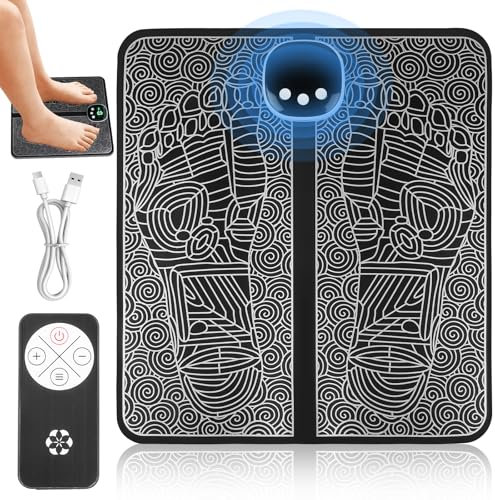 Massaggiatore plantare elettrico, tappetino massaggiante plantare Shiatsu USB a 8 modalità con 19 intensità, massaggiatore plantare EMS portatile pieghevole con telecomando e display digitale