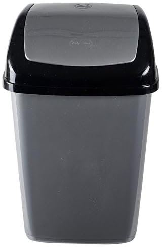 Best House | Plastic Swing Bin 20 Liters | Grey | 1 Pc | Waste Bin, Durable, Lightweight Hinged Swing Lid for Kitchen, Office, and Home Use – Odor-Reducing Design, Easy to Clean - Pack of 1