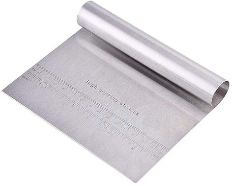 HOUSTA Dough Cutter Stainless Steel Dough Scraper Dough Card Dough Spatula with Measuring Scale Vegetable Shovel Dough Scraper Card for Vegetables, Bread, Pizza, Cake, Cake, Cookies