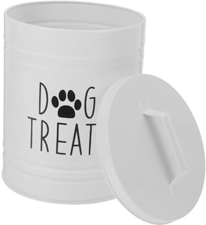 COLLBATH Contenitore Per Cibo Per Cani in Metallo Con Coperchio Contenitore Ermetico Per Dolcetti Per Cani Barattolo Per Cibo Per Cuccioli Per Proprietari Di Animali Domestici