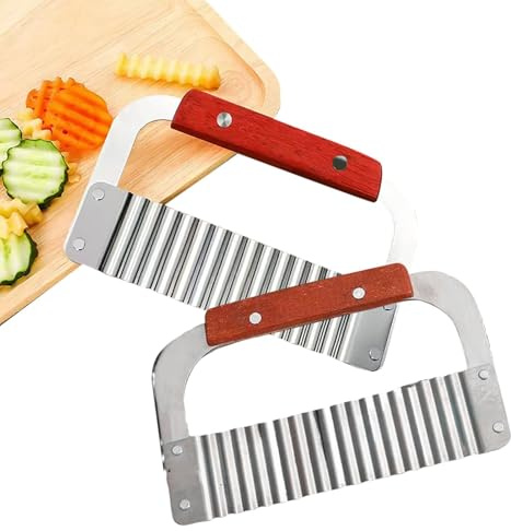 Taglierina per patate, tagliacarroccia, taglierina per patate ondulate in acciaio, utensile da taglio francese, affettatrice da cucina per verdure e patate