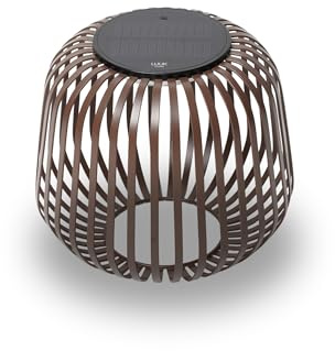 LUUK Studio Solcell LED utomhus, bärbar trådlös lykta, USB-C-bord, IP65 vattentät, dimbart varmt ljus för utomhusbruk, trädgård, terrass, innergård, valnötbrun