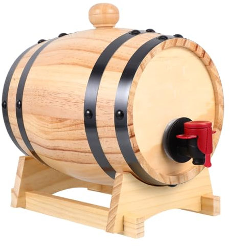 TOPPERFUN Holzfass Mit Ständer Aus Eichenholz Kleines Weinfass Zum Servieren Von Getränken Aufbewahrungsfaß Für Küche Und Keller
