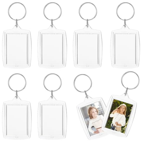 Giantree 8 Stück Acryl Schlüsselanhänger Foto, Transparenter Fotorahmen Schlüsselring, 5,5 * 4 cm Beidseitig Schlüsselanhänger Blanko Foto Bilderrahmen Schlüsselring für Freunde Familie Geschenk