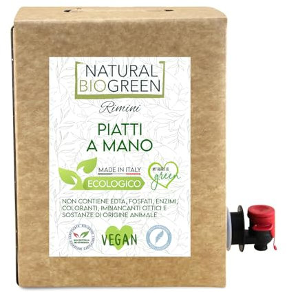 Naturalbiogreen Detergente para platos ecológico, sin perfume, hipoalergénico, 3 litros