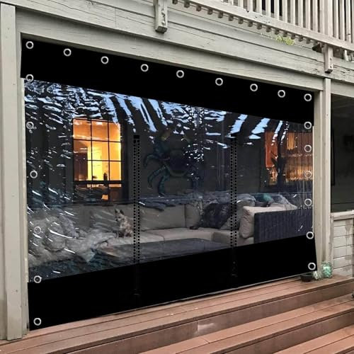 Waterproof Outdoor Curtains with Zipper - Clear PVC Tarp Panels for Garden, Pergola, Patio, Gazebo, Porch, Carport - 4.6x2.5m Rain Protection